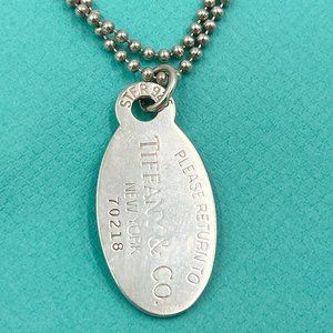 Authentic Tiffany & Co 925 Silver Return to Tiffany Oval Tag Long Necklace